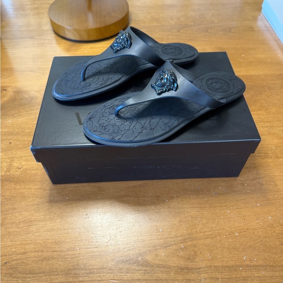 Versace Black Rubber Sandals - Picture 1 of 5